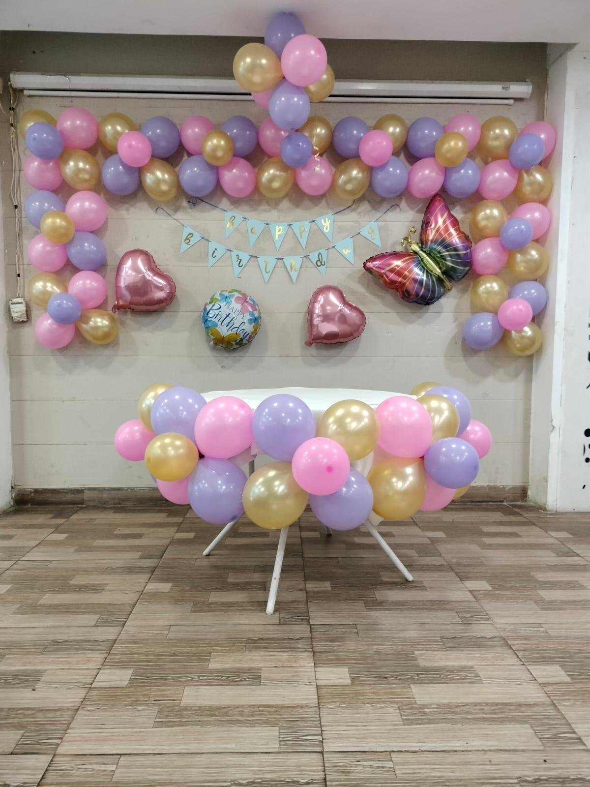 Colourful birthday balloon decoration