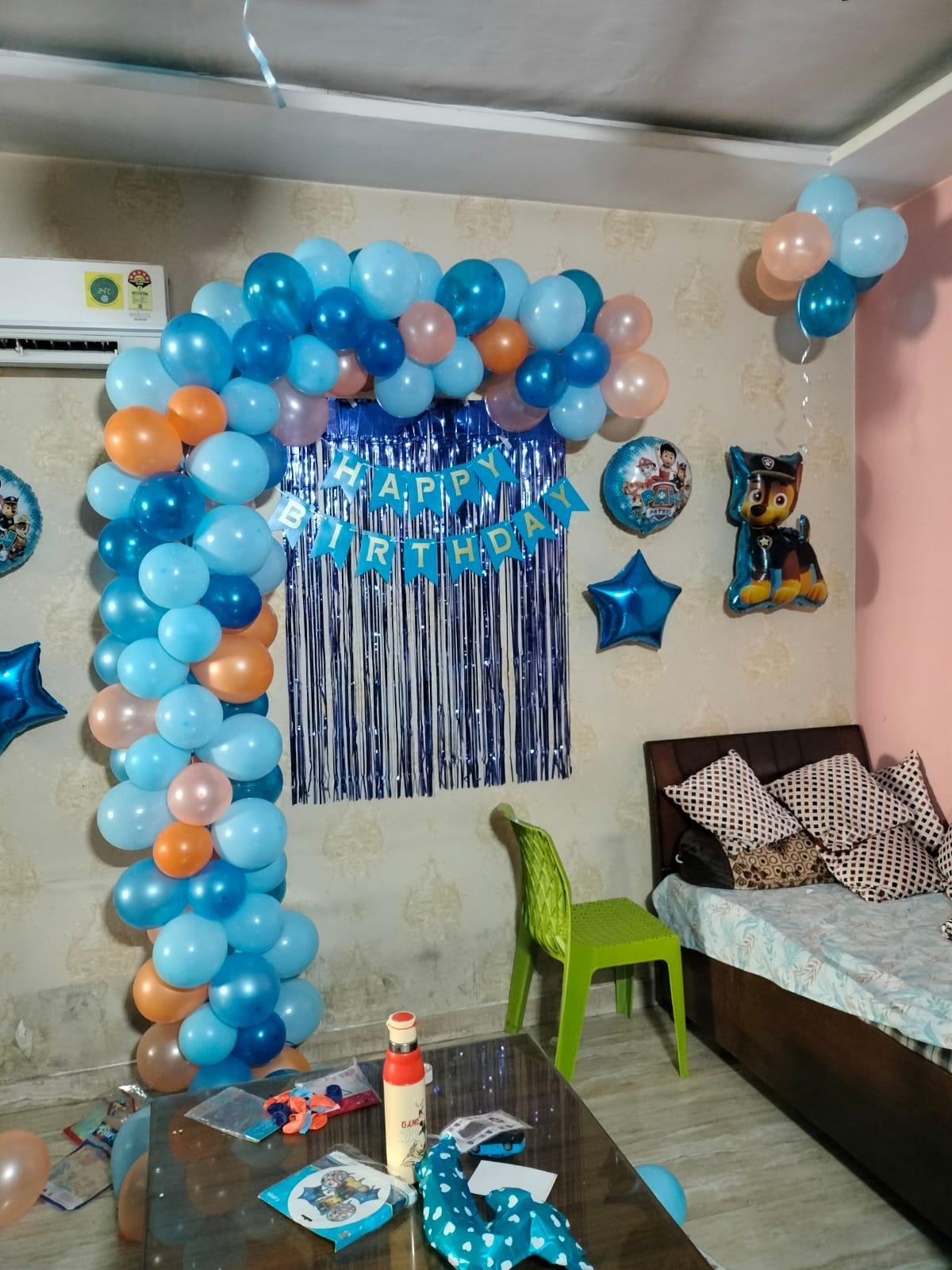 Kids birthday party decoration with balloons