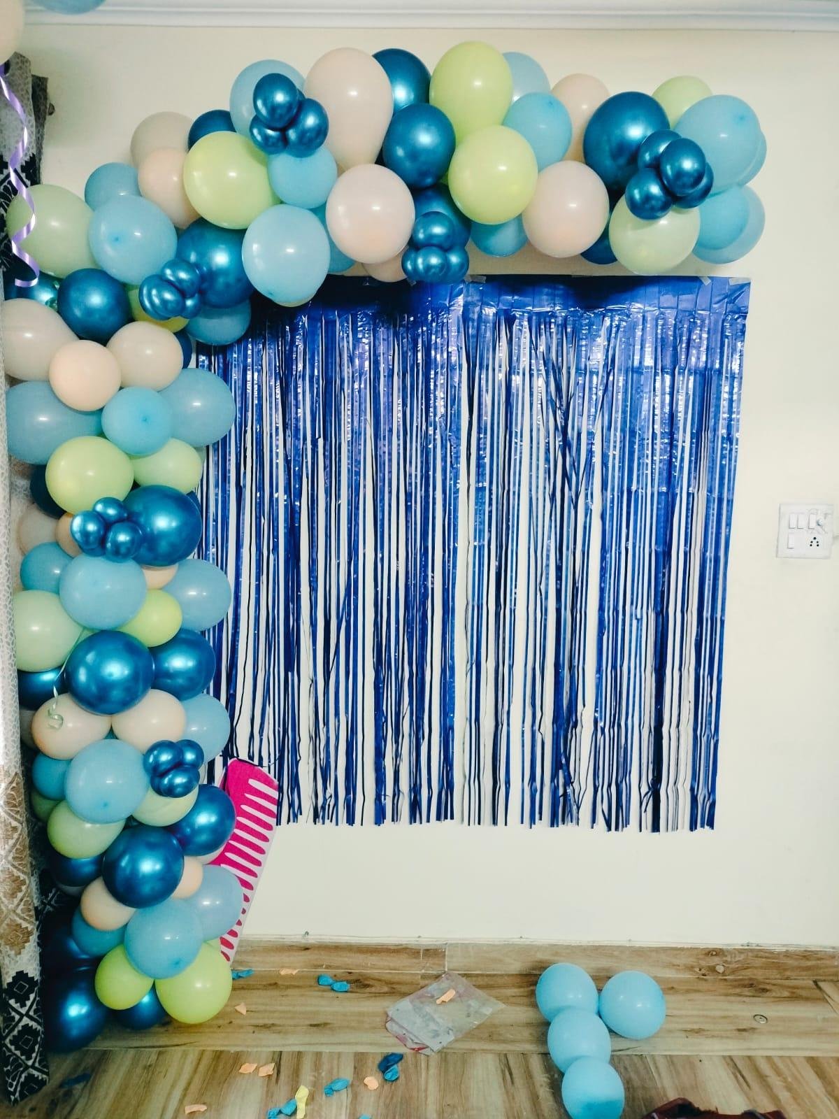 Pastel baby shower balloon decoration